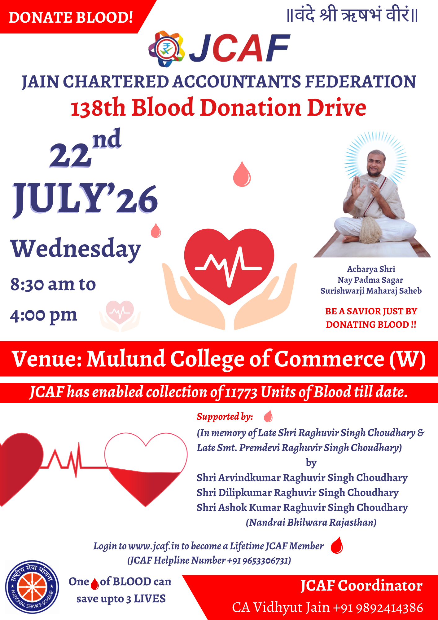 138th Blood Donation Drive  Mulund College of (W)